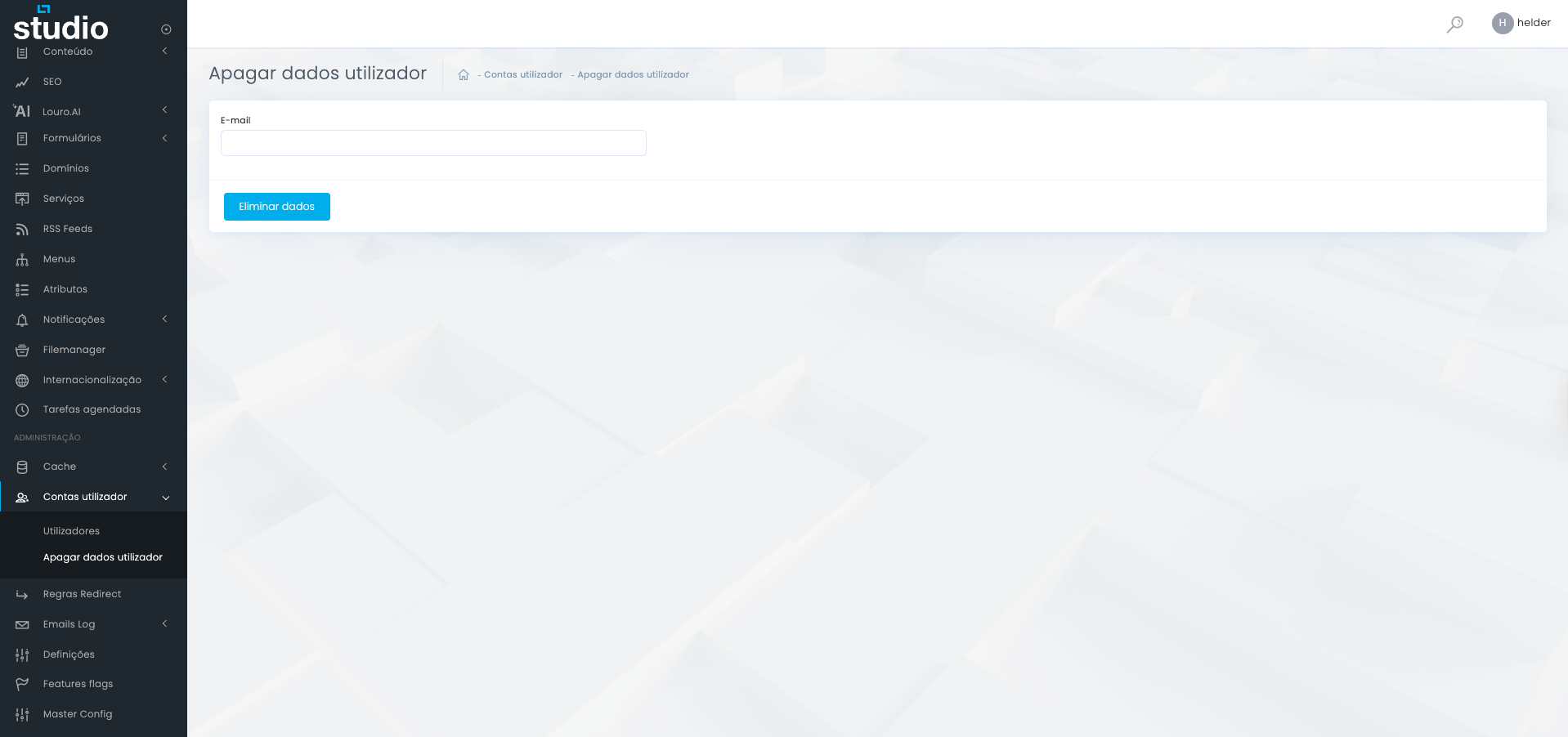 Apagar dados de utilizador no Studio CMS